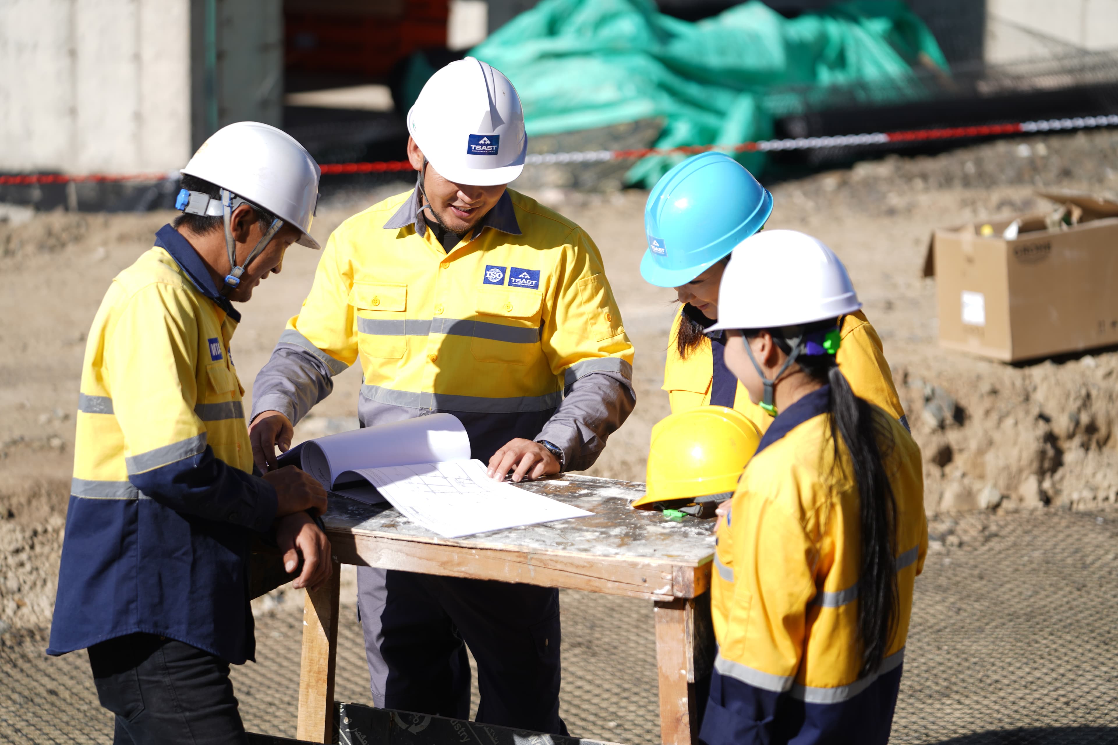 Construction team at work